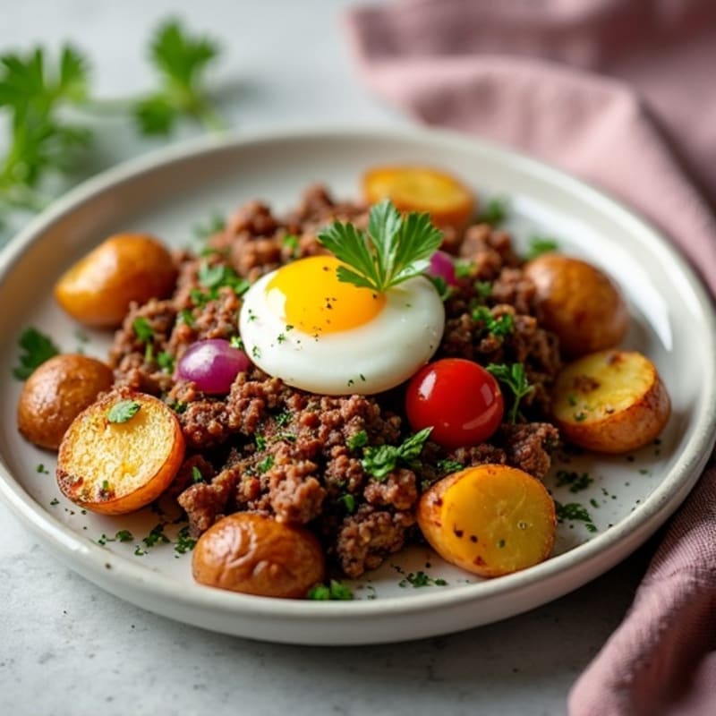 Lean Ground Beef Skillet with Crispy Roasted Potatoes