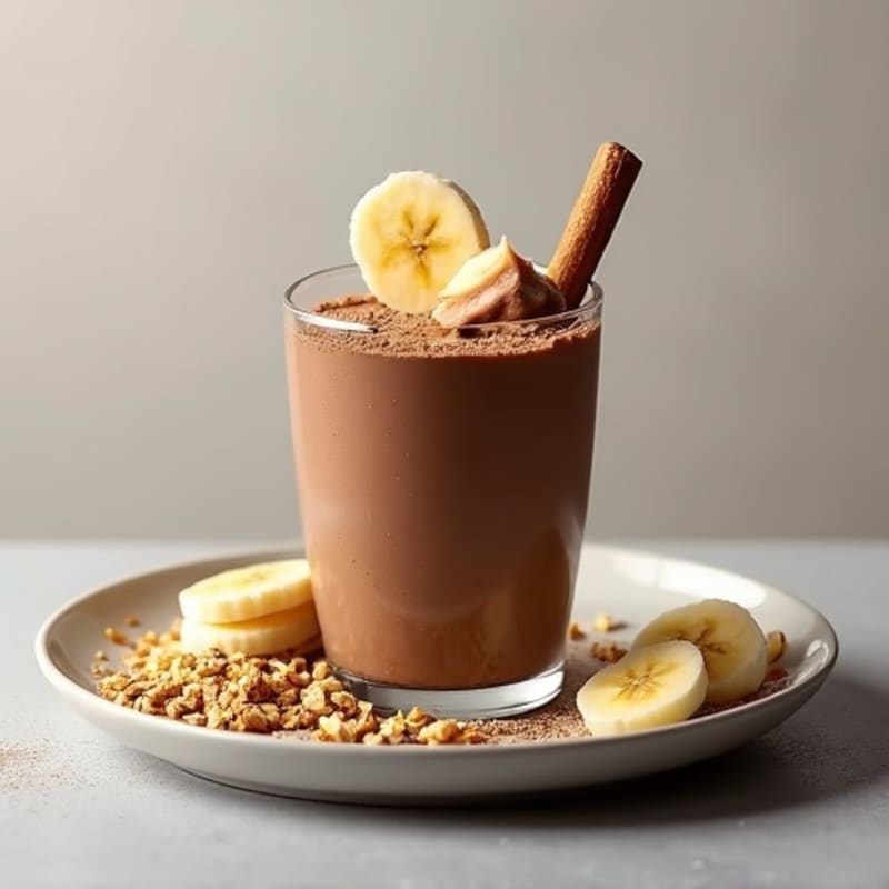 High-Protein Chocolate Yoghurt Mousse with Sliced Bananas