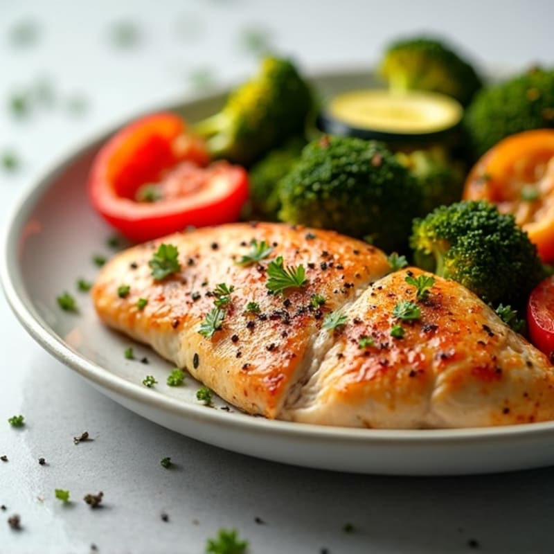 Herb-Crusted Pan Seared Chicken with Roasted Vegetables