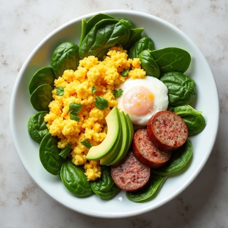 Egg White and Turkey Sausage Scramble with Spinach