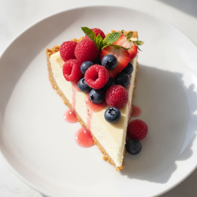 Vanilla Protein Cheesecake with Fresh Berries