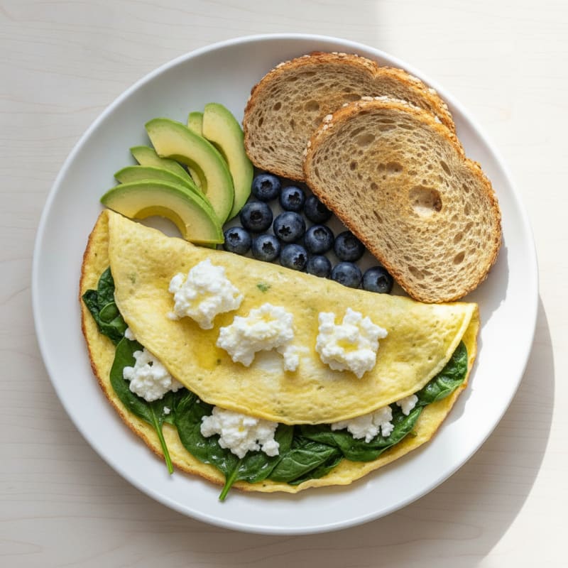 Egg White Spinach Omelet with Cottage Cheese