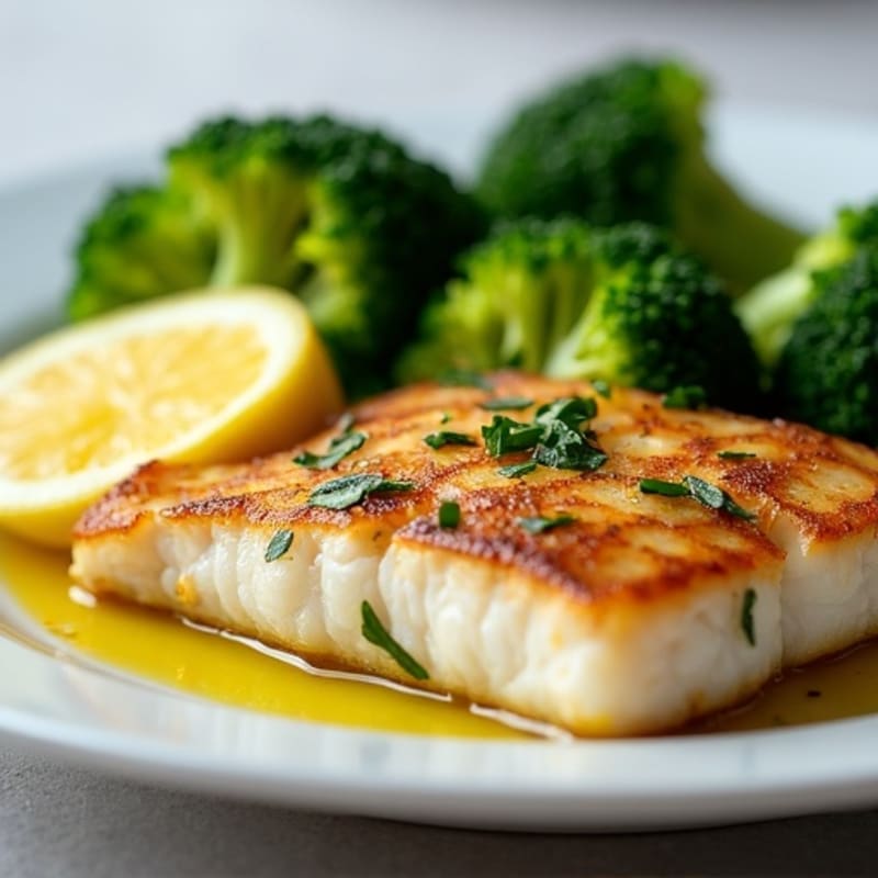 Seared Tilapia with Steamed Broccoli and Lemon