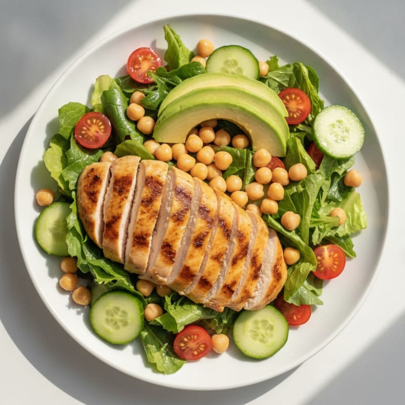 Grilled Turkey Breast Salad with Chickpeas and Lemon Vinaigrette