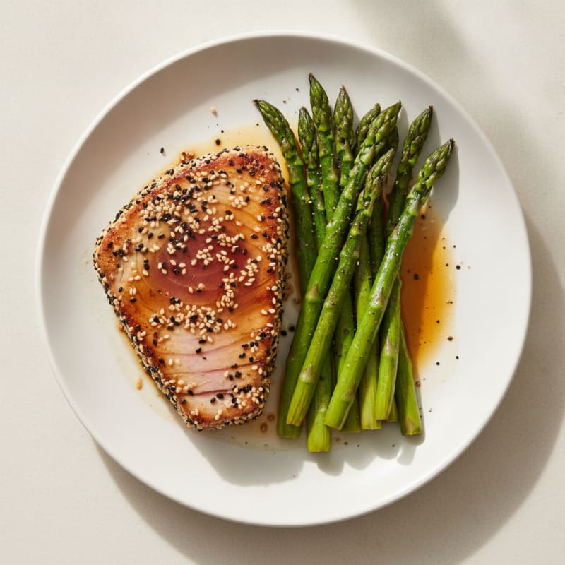 Seared Tuna Steak with Roasted Asparagus