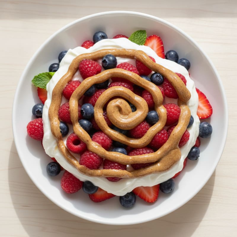 Greek Yogurt Protein Parfait with Mixed Berries and Almond Butter