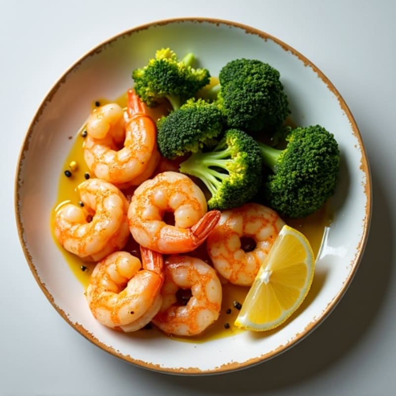 Pan-Seared Lemon Garlic Shrimp with Roasted Broccoli