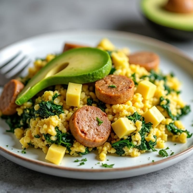 Egg White and Turkey Sausage Scramble with Spinach