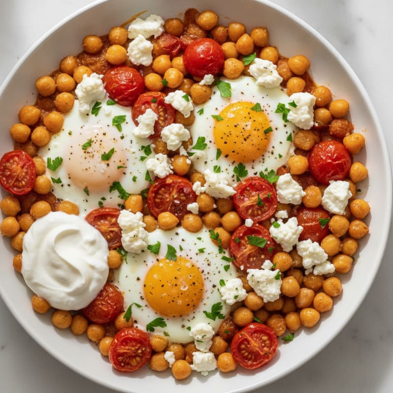 Baked Eggs with Roasted Tomatoes and Feta