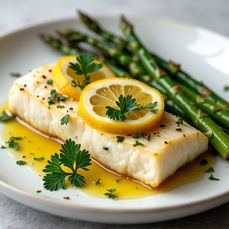 Lemon-Herb Roasted Cod with Roasted Asparagus