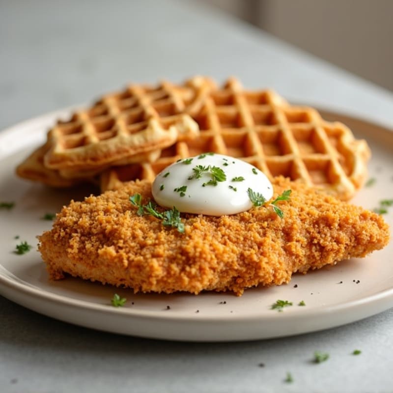 Golden Crispy Baked Chicken with Fluffy Whole Wheat Waffles