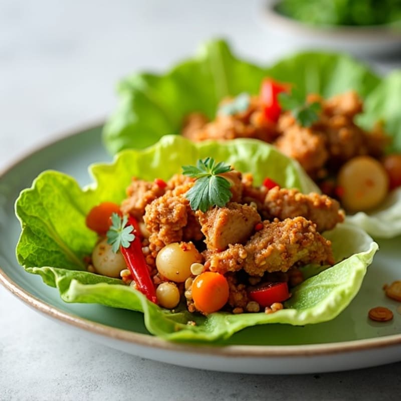 Crispy Ginger Garlic Chicken Lettuce Wraps