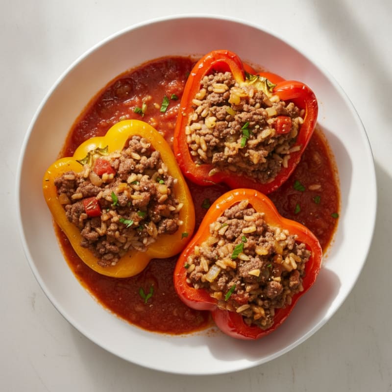 Ground Beef and Rice Stuffed Bell Peppers