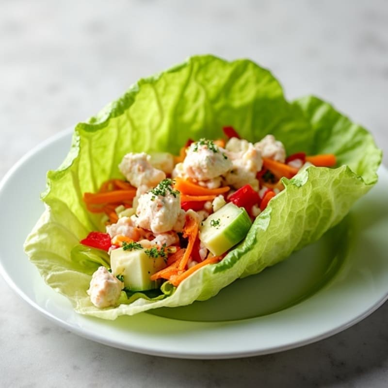 Fresh Crab Salad Lettuce Wraps with Crunchy Vegetables