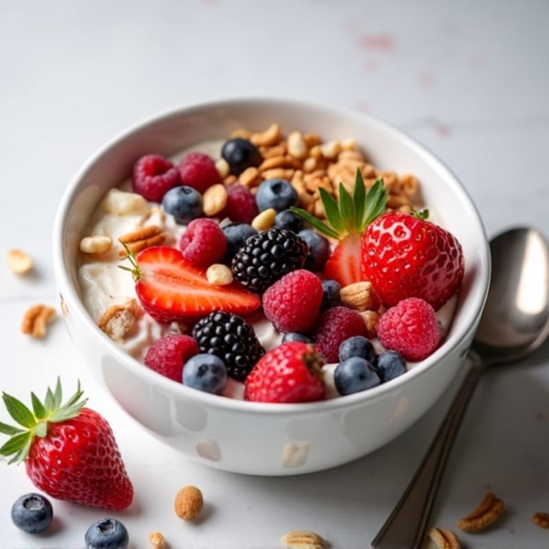 High-Protein Greek Yogurt Bowl with Fresh Berries and Crunchy Nuts