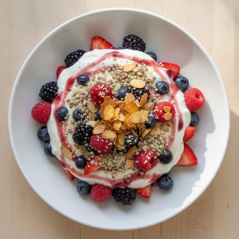 Greek Yogurt Protein Parfait with Mixed Berries