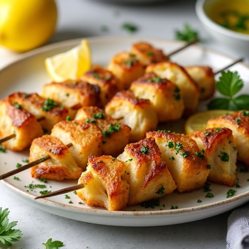 Lemon Herb Chicken Skewers with Crispy Roasted Potatoes