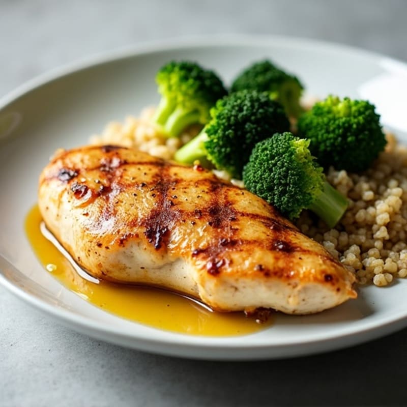 Seared Chicken Breast with Quinoa and Roasted Broccoli