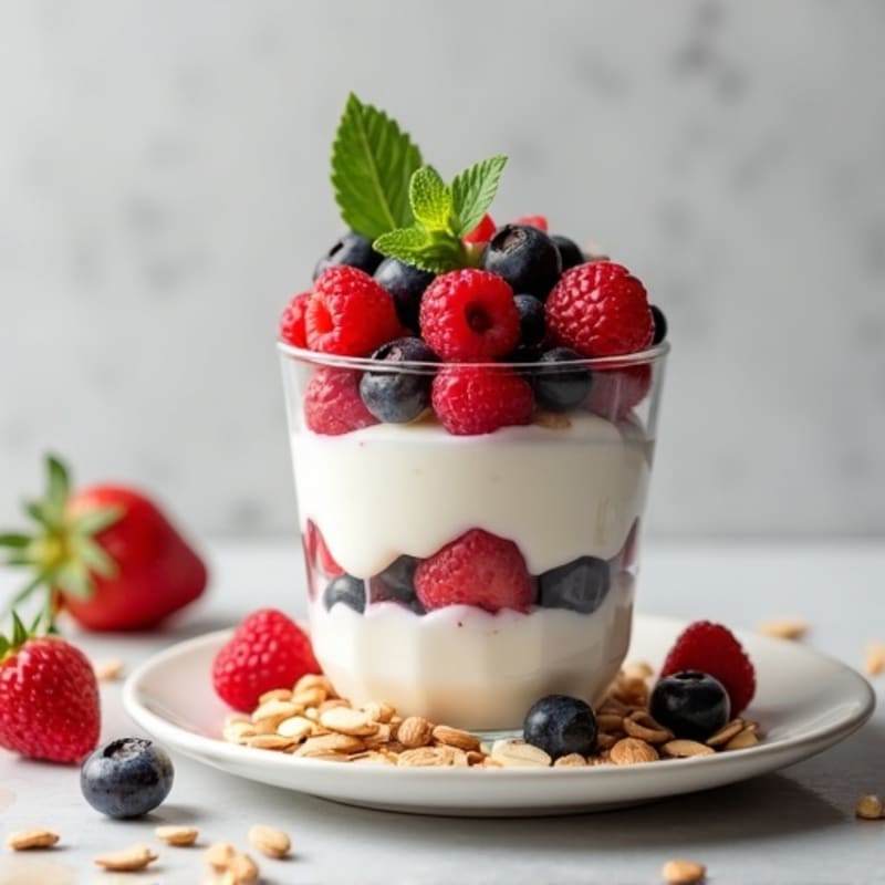 Greek Yogurt Protein Parfait with Berries and Almonds