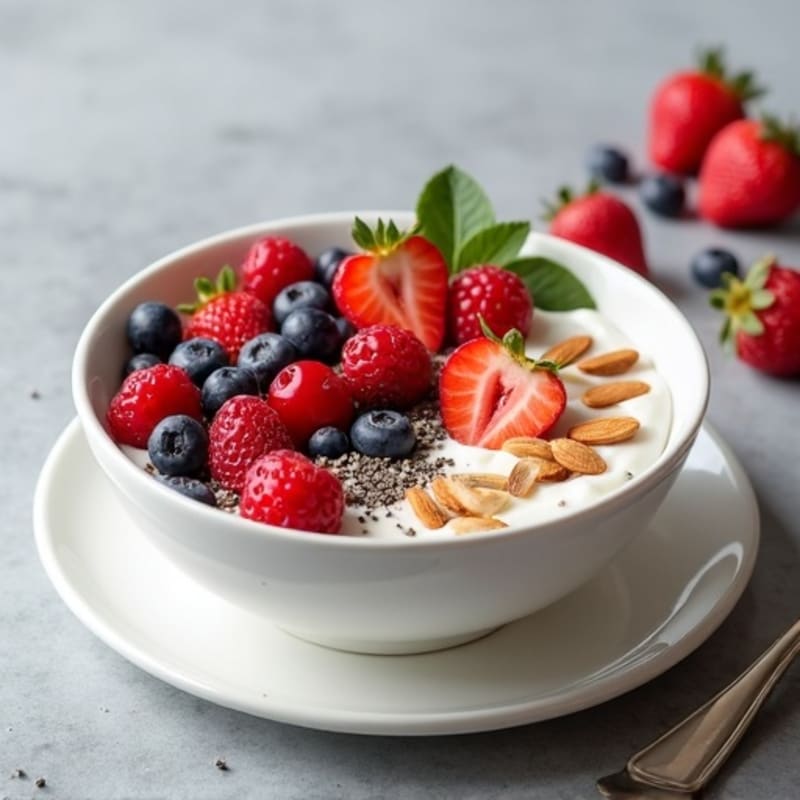 Silky Greek Yogurt Bowl with Chia Seeds and Mixed Berries
