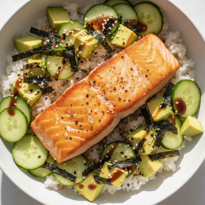 Sushi Rice Bowl with Salmon and Avocado