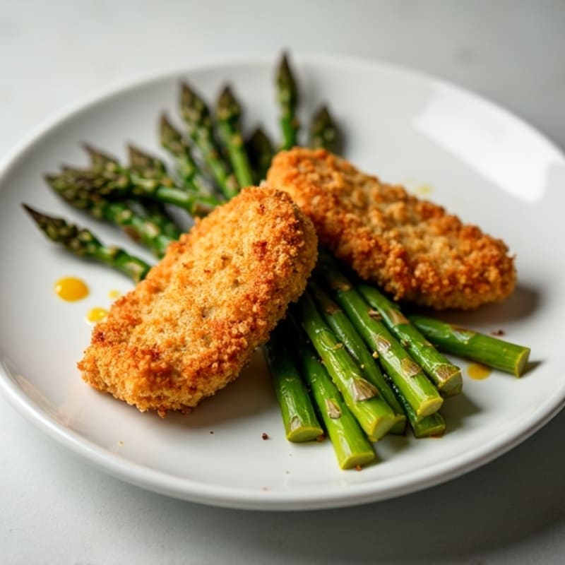 Crispy Baked Chicken Tenders with Roasted Asparagus