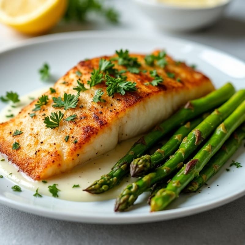 Crispy Lemon-Herb Pan-Seared Tilapia with Roasted Asparagus