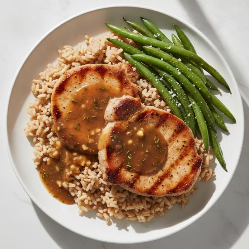Pan-Seared Pork Chops with Herbed Gravy