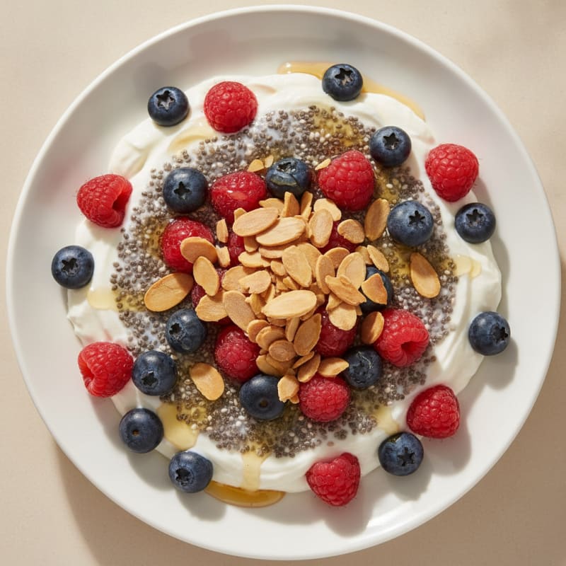 Creamy Greek Yogurt Parfait with Chia Seeds and Mixed Berries