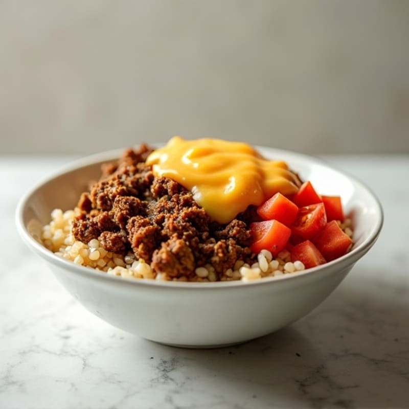 Seasoned Ground Beef and Cheese Bowl with Special Sauce