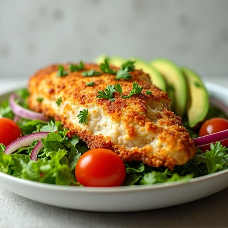Crispy Chicken and Avocado Salad with Zesty Lime Dressing