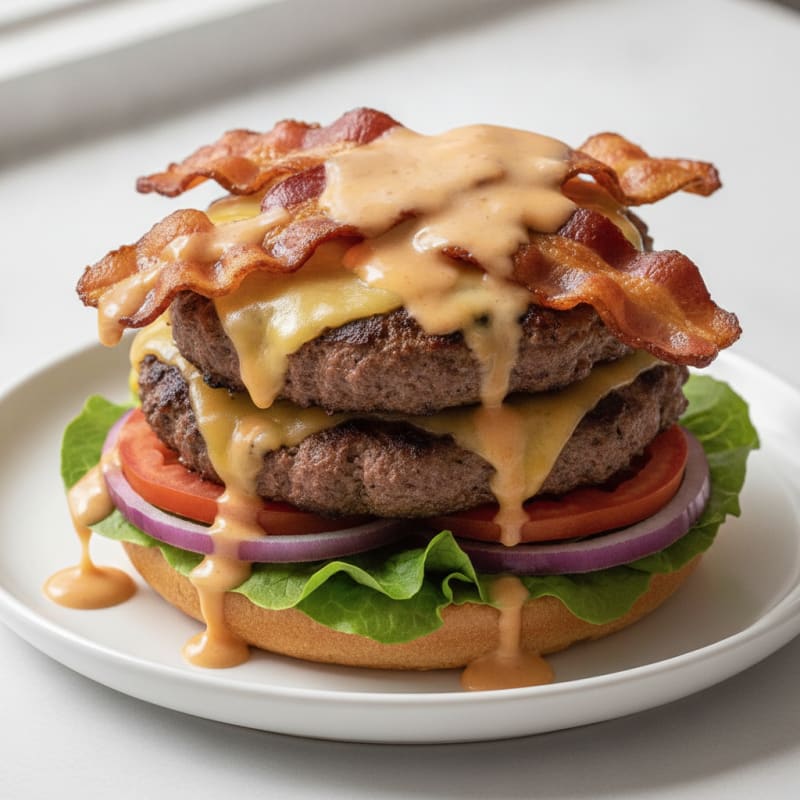 Double Bacon Cheeseburger with Secret Sauce
