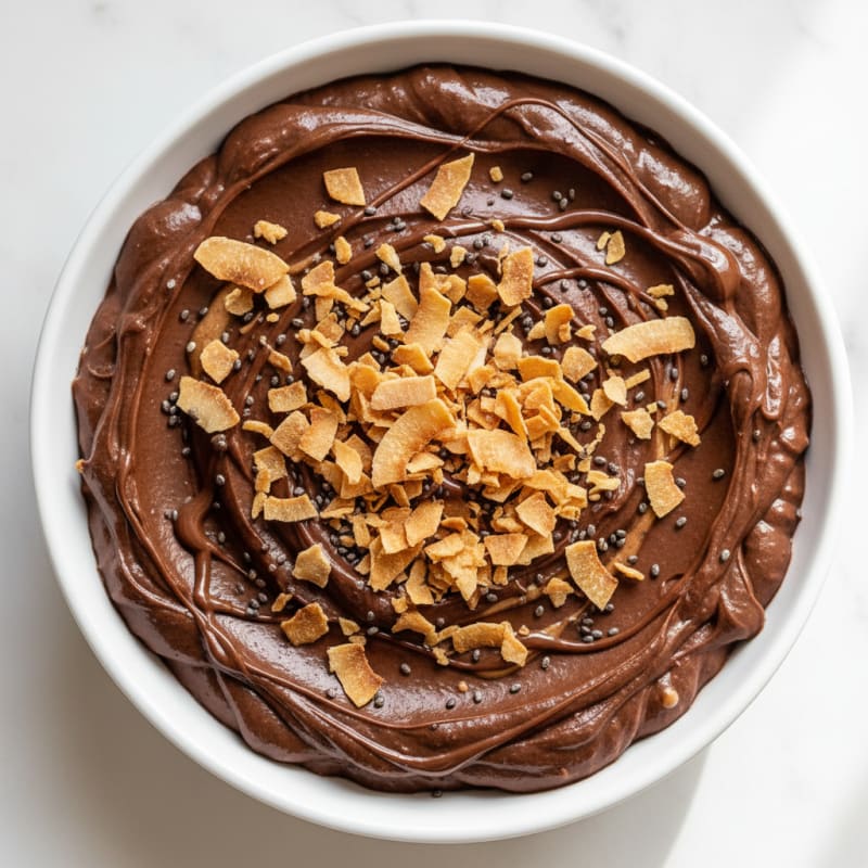 Silky Chocolate Protein Pudding with Toasted Coconut