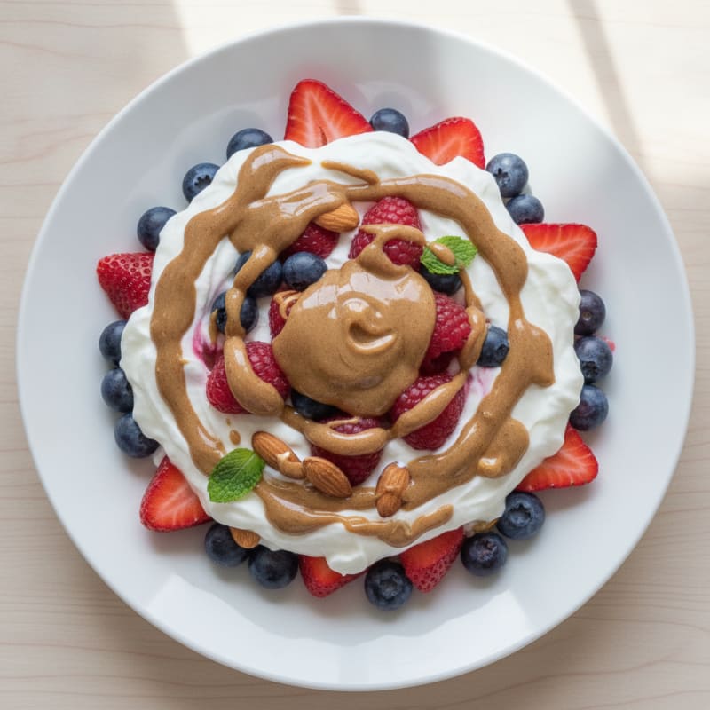 Greek Yogurt Protein Parfait with Berries and Almond Butter