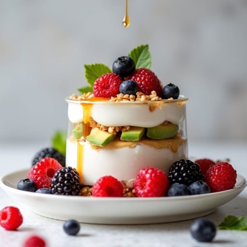 Greek Yogurt Parfait with Mixed Berries and Almond Butter