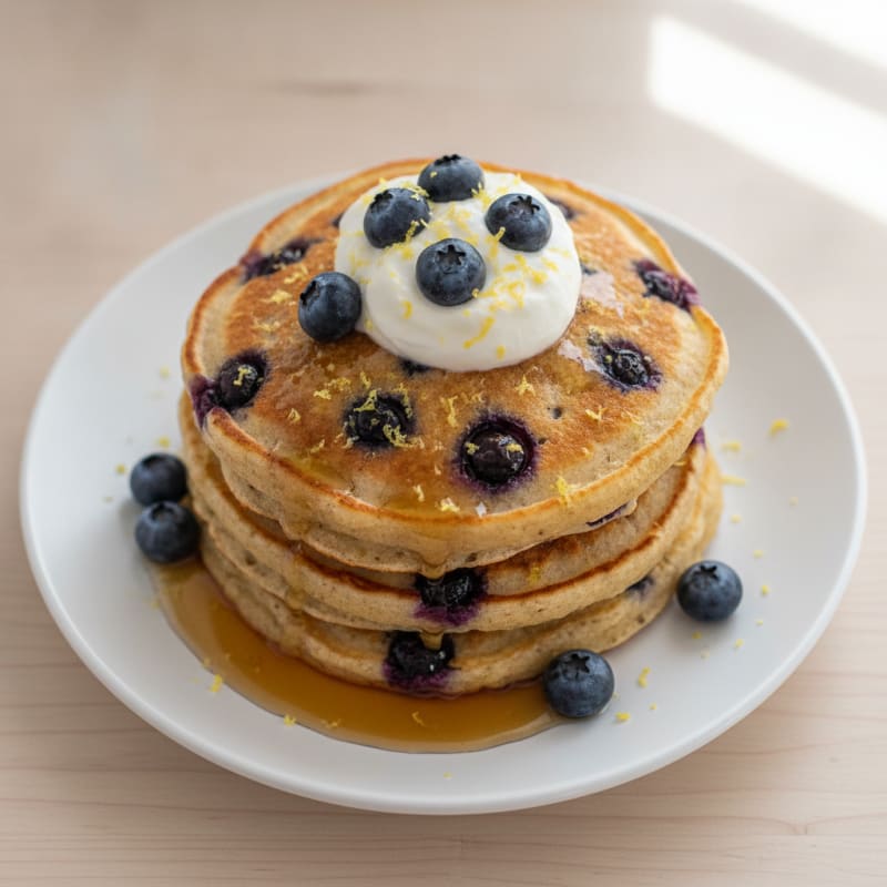 Blueberry Ricotta Pancakes with Lemon Zest