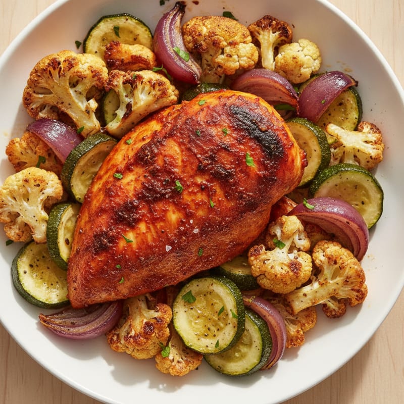 Spicy Harissa Chicken with Roasted Vegetables