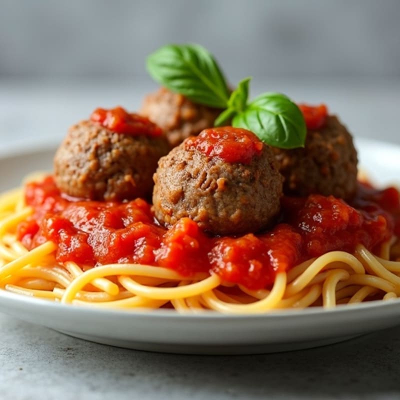 Juicy Lean Meatballs with Whole Wheat Spaghetti and Fresh Vegetable Tomato Sauce