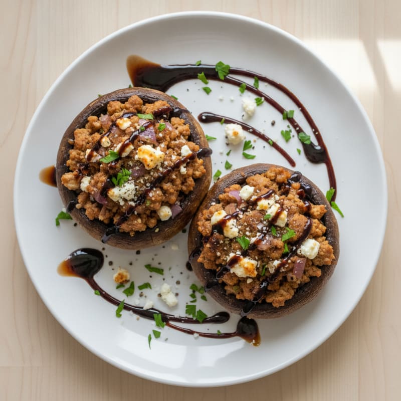 Herb-Stuffed Portobello Mushrooms with Balsamic Glaze