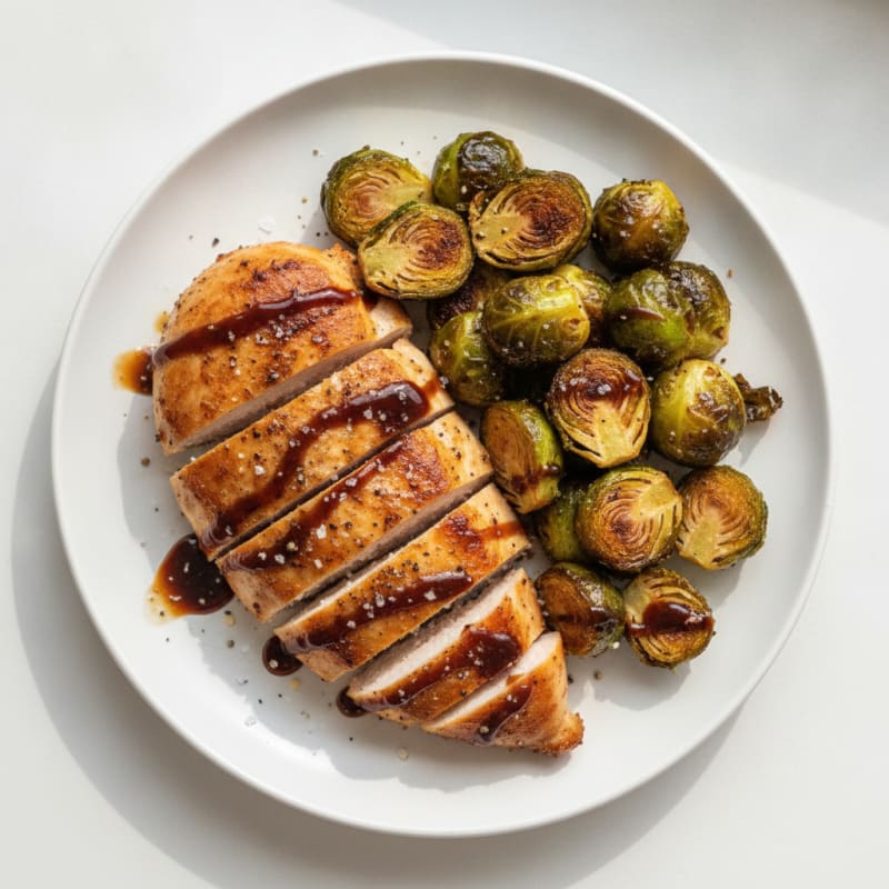 Balsamic Glazed Chicken and Roasted Brussels Sprouts