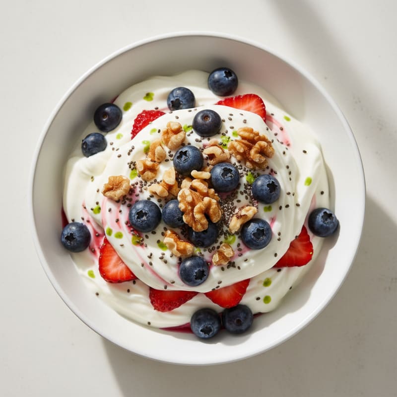 Creamy Greek Yogurt Parfait with Mixed Berries and Vanilla Protein Powder