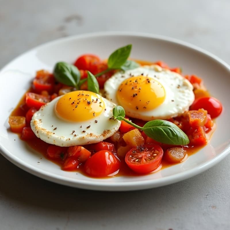 Spiced Tomato Poached Eggs with Bell Peppers