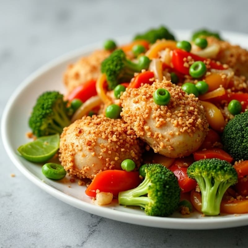 Crispy Chicken and Fresh Vegetable Stir-Fry