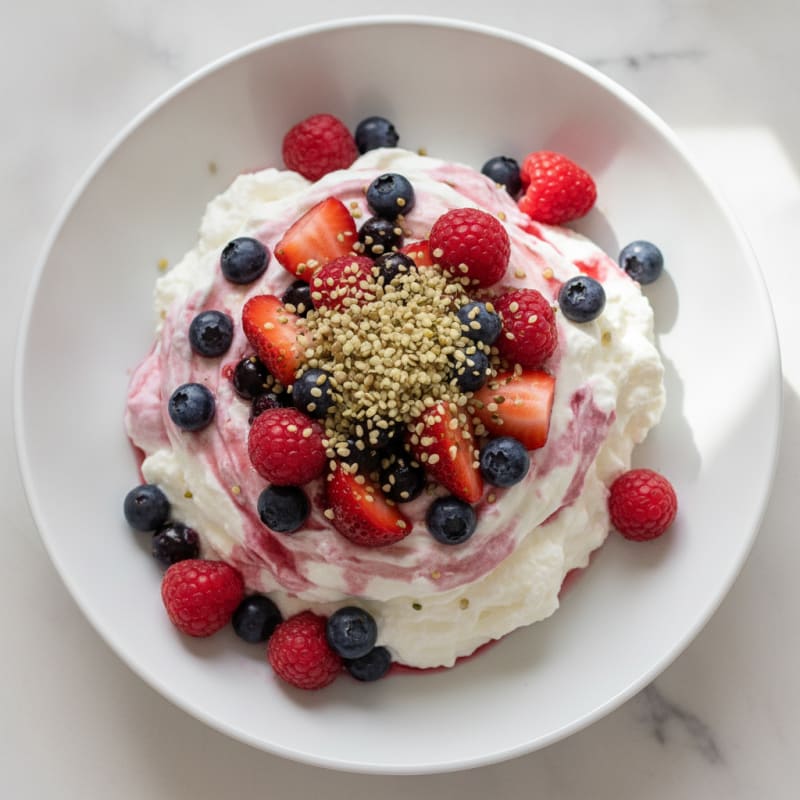 Silky Greek Yogurt Protein Mousse with Mixed Berries