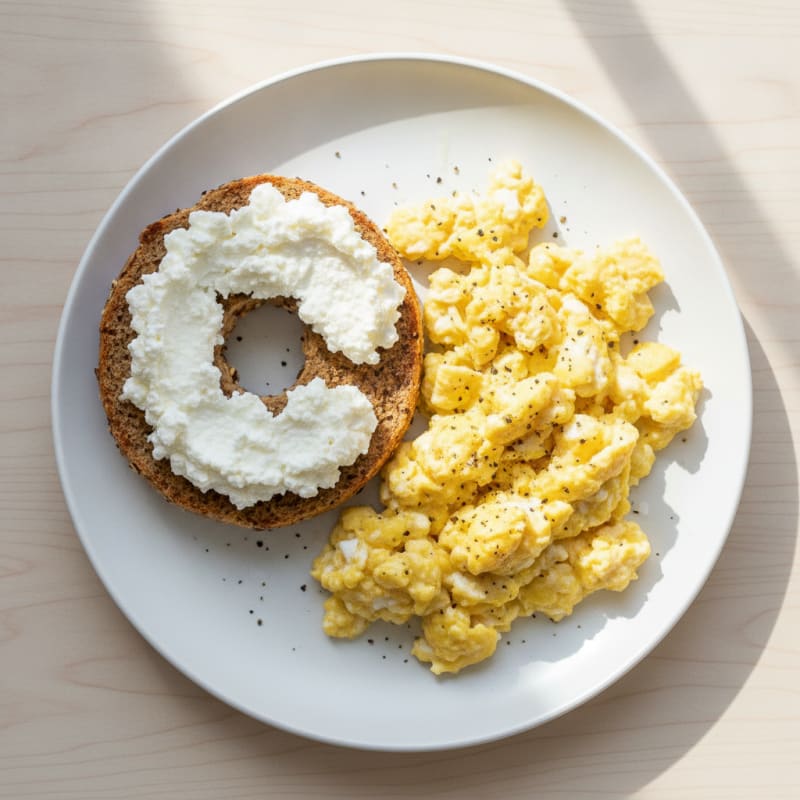 Protein Bagel and Egg Scramble