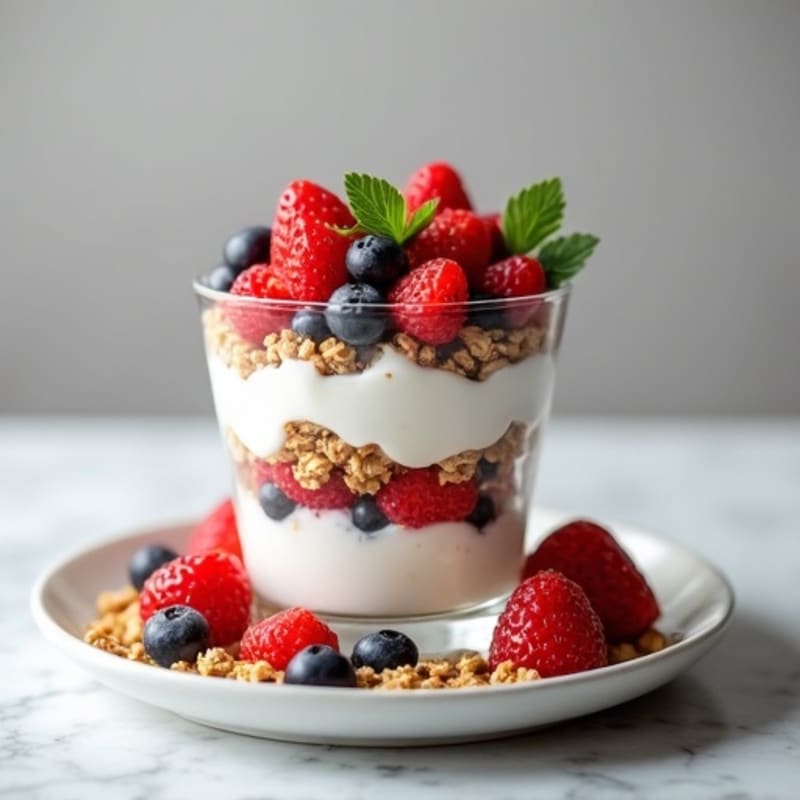 Creamy Greek Yogurt Parfait with Mixed Berries and Almond Butter
