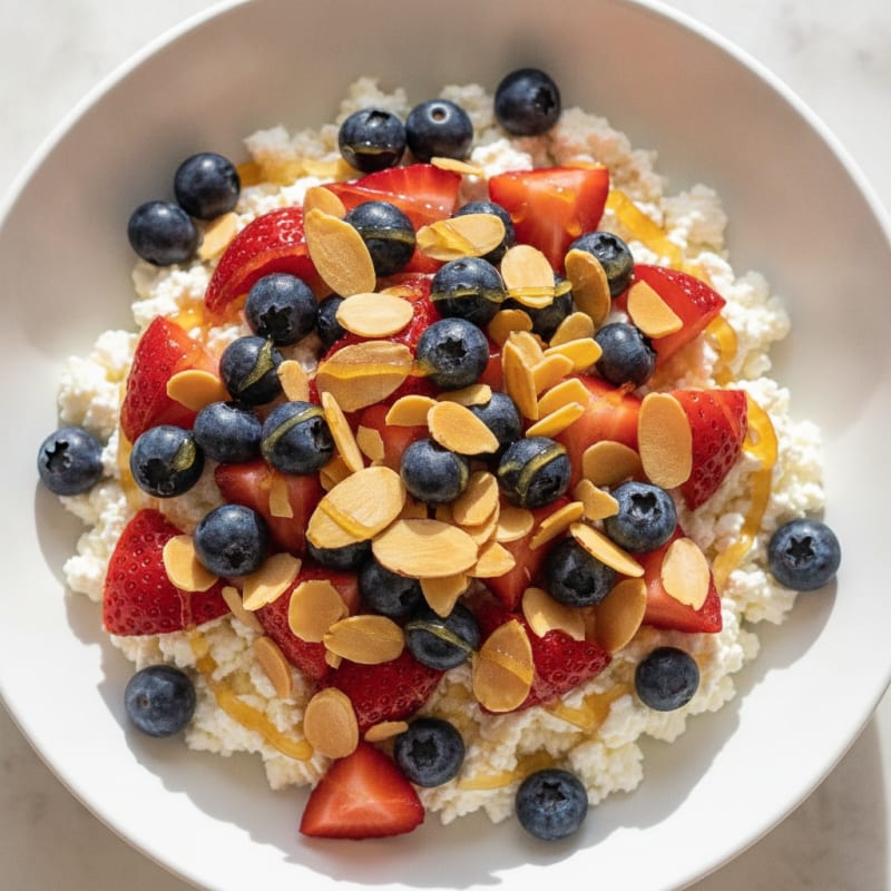 Cottage Cheese Berry Bowl with Almonds
