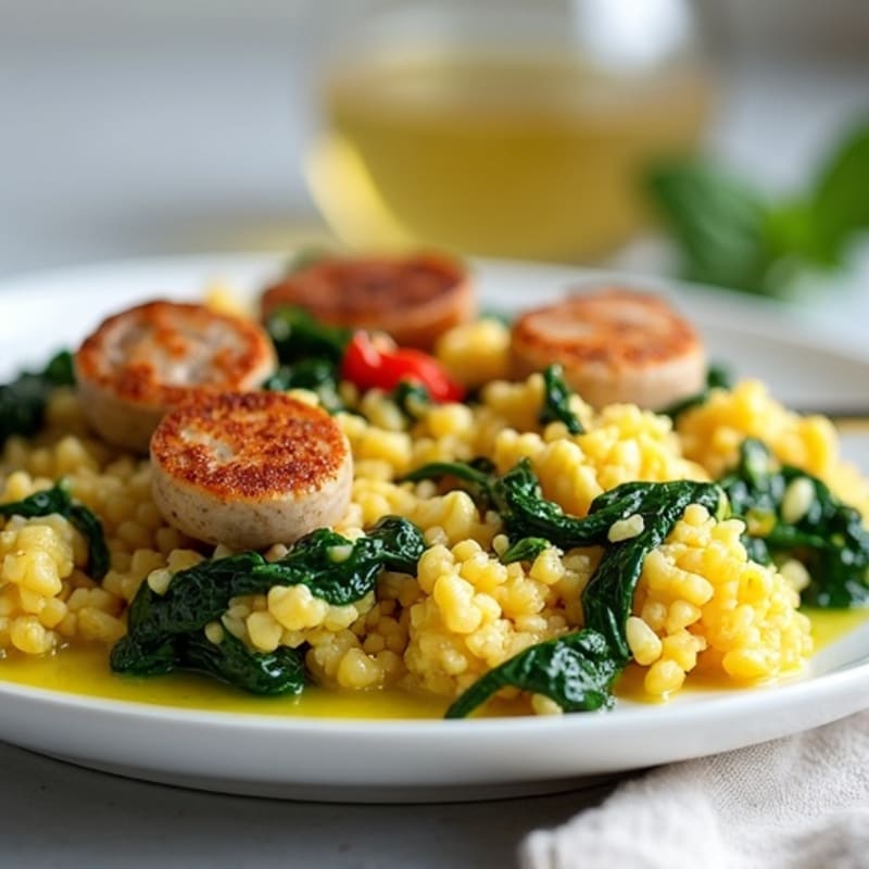Chicken Sausage and Spinach Egg Scramble
