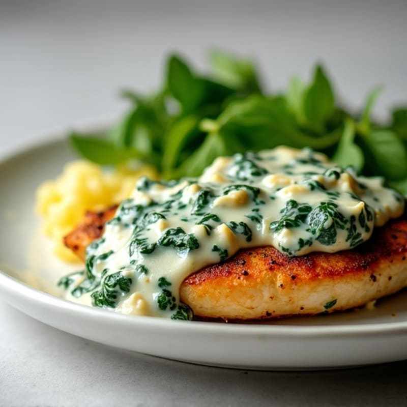 Baked Chicken with Creamy Spinach Artichoke Sauce