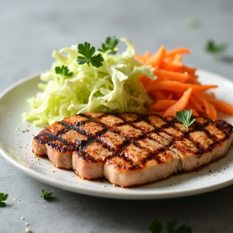 Grilled Tuna Steak with Crunchy Cabbage Slaw